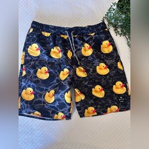 Men’s NEFF Rubber Ducky Swim Trunks Black Medium